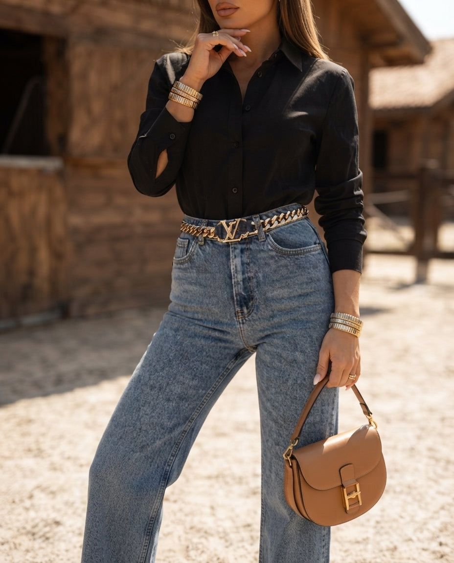 High-Waisted Bootcut Jeans
