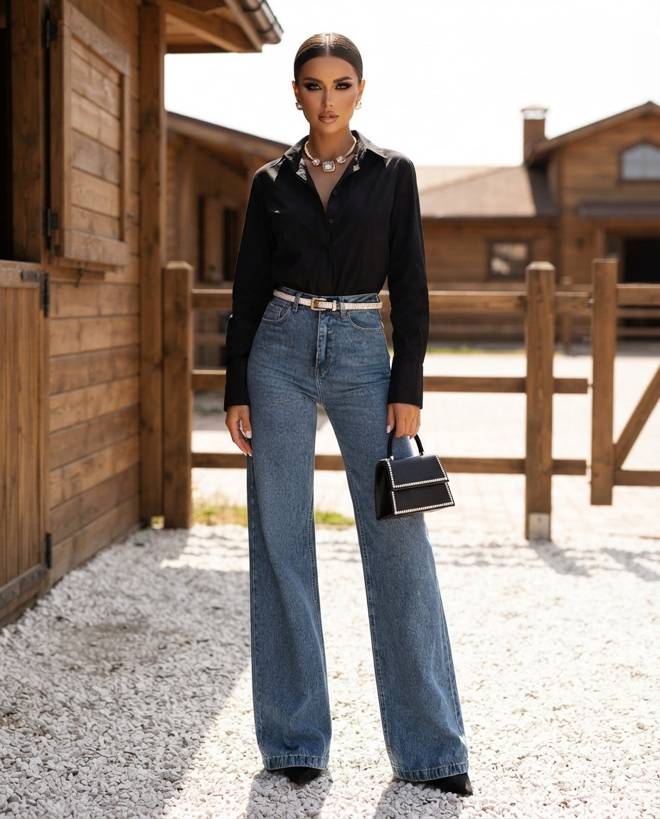 High-Waisted Bootcut Jeans