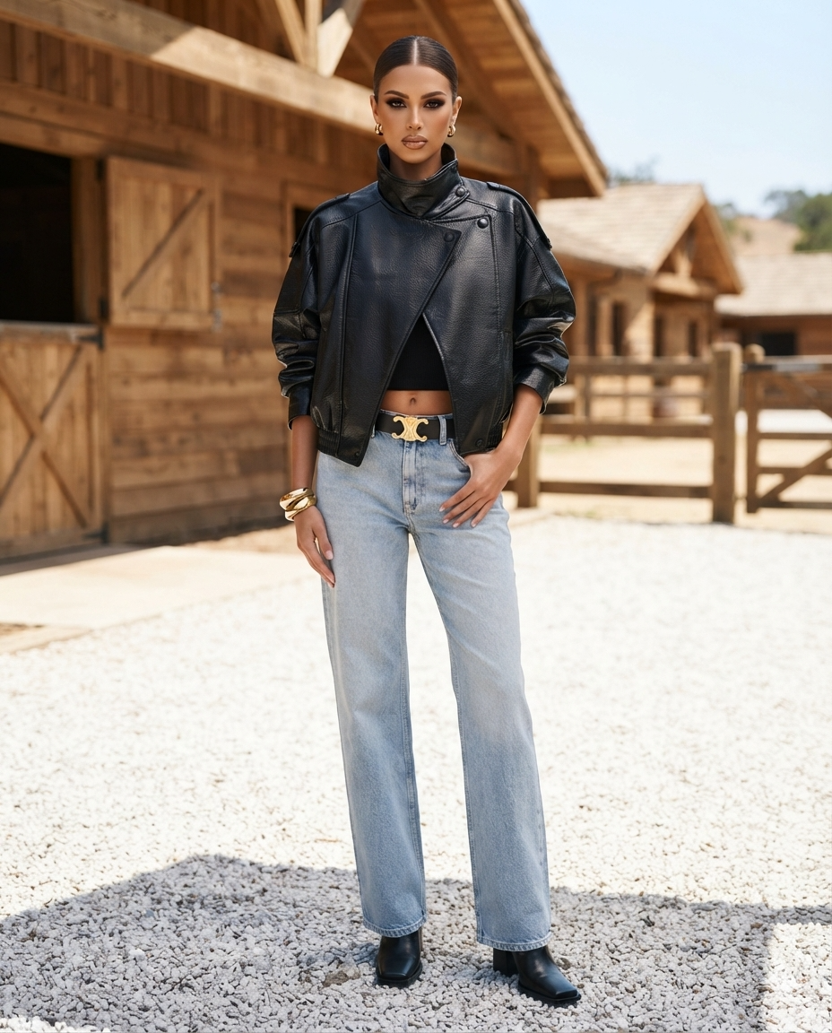 Faux Leather Moto Jacket with Asymmetrical Zip