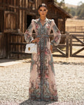 Full Size Floral Print Maxi Dress with Puff Sleeves Plus Size