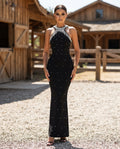 Pearl Detail Sleeveless Maxi Dress