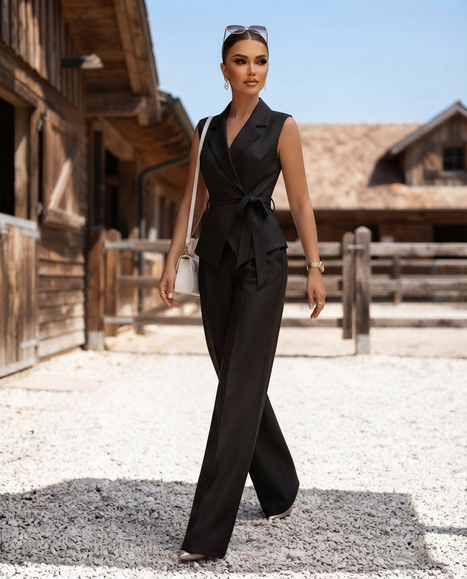 Blazer & Wide-Leg Pants Set