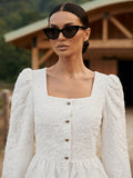 Square Neck Textured Peplum Blouse