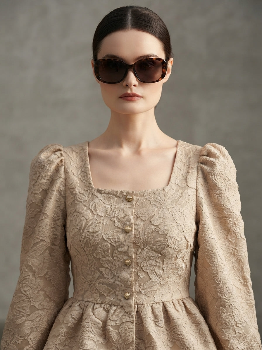 Square-Neck Peplum Blouse
