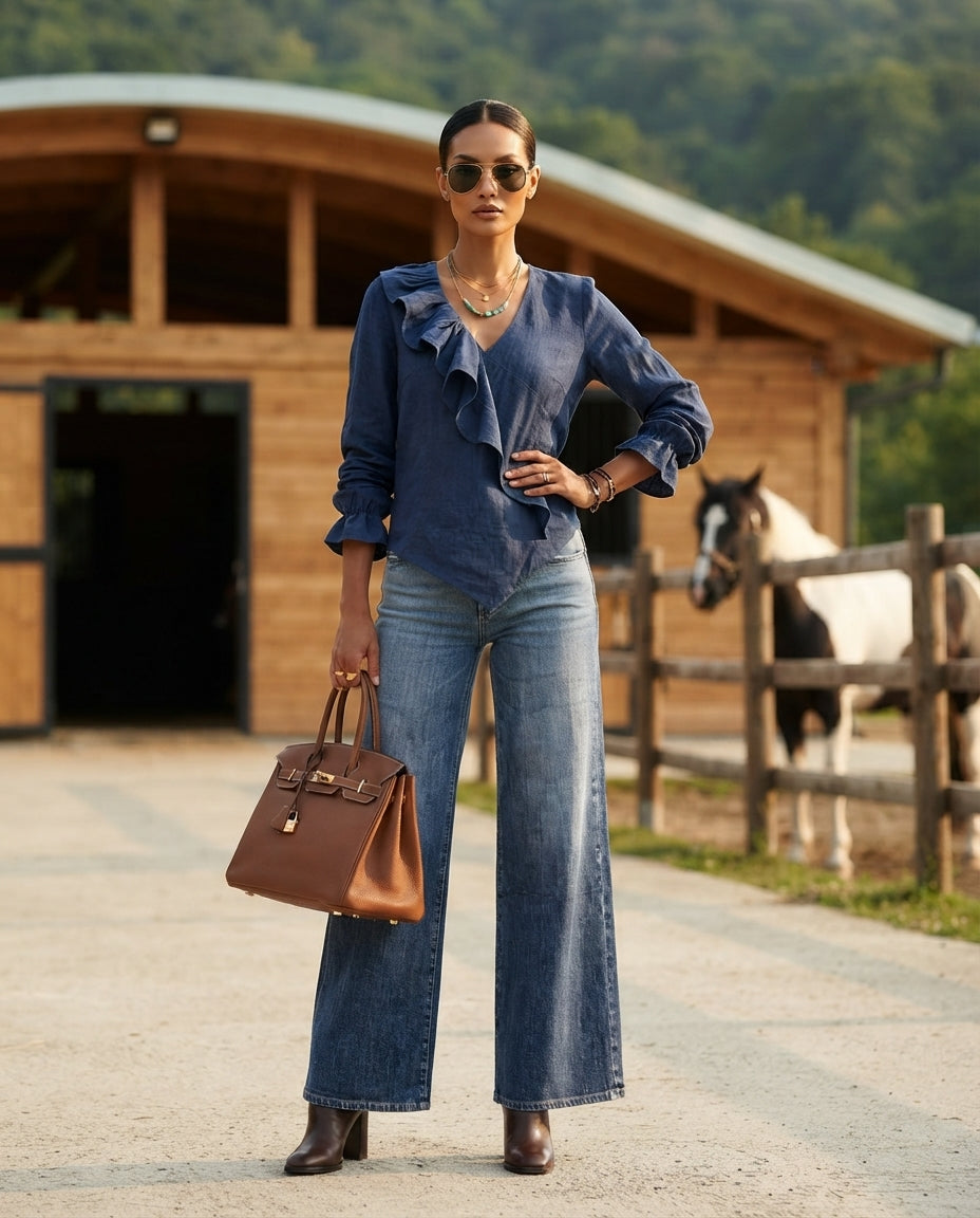 Ruffled Long-Sleeve Blouse (Plus Size)