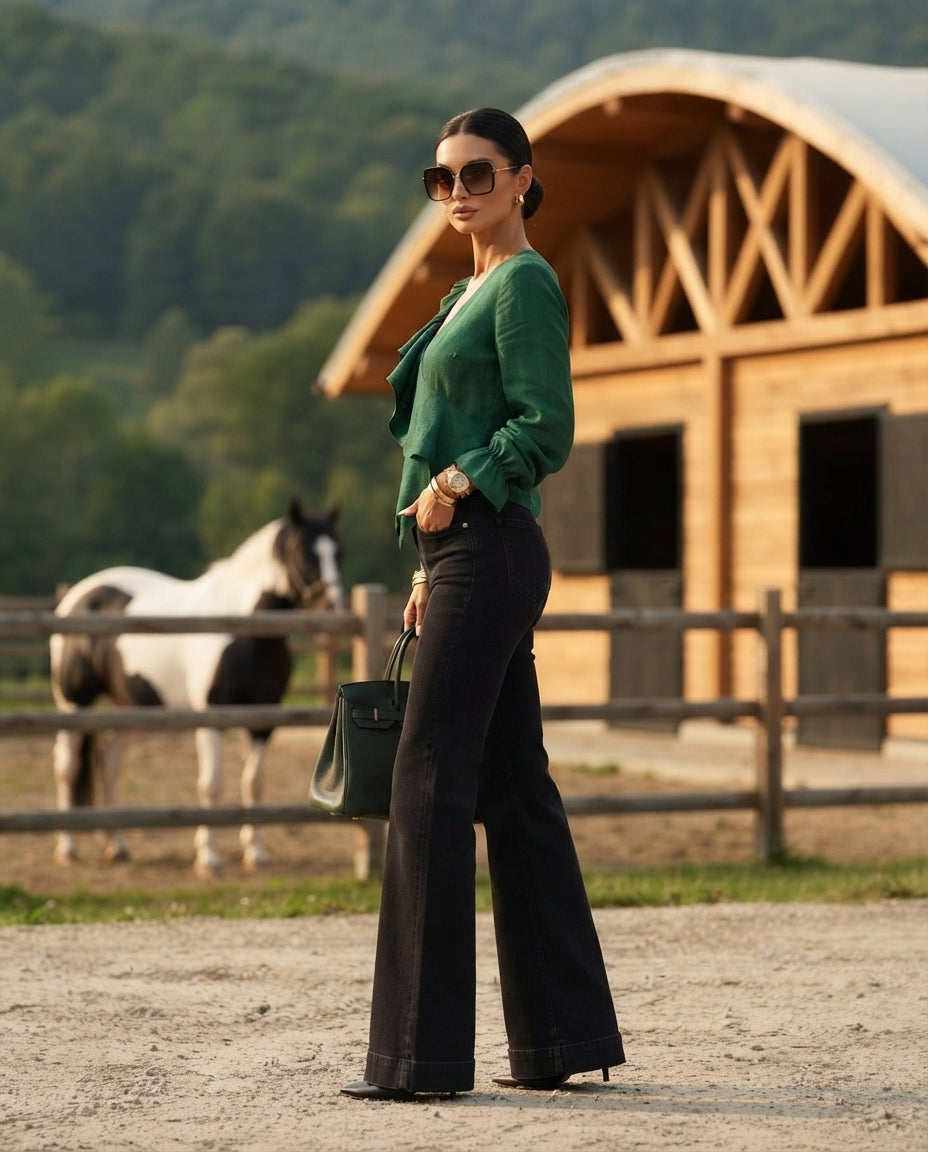 Ruffled Long-Sleeve Blouse (Plus Size)
