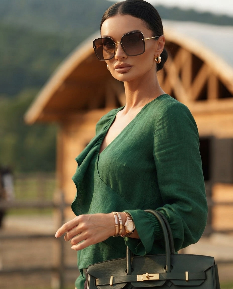 Ruffled Long-Sleeve Blouse (Plus Size)