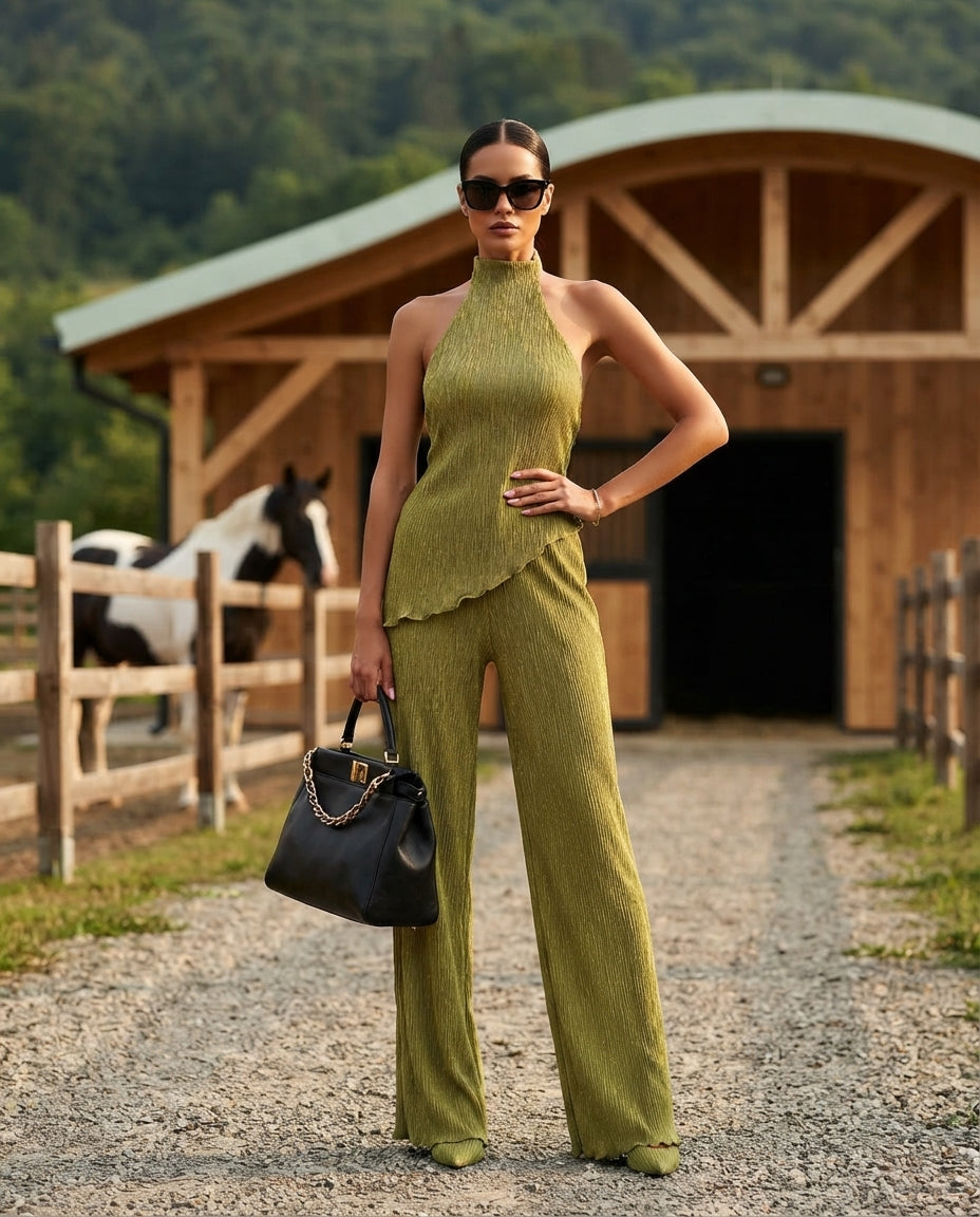 Top & Wide-Leg Pants Set