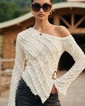 Textured One-Shoulder Blouse