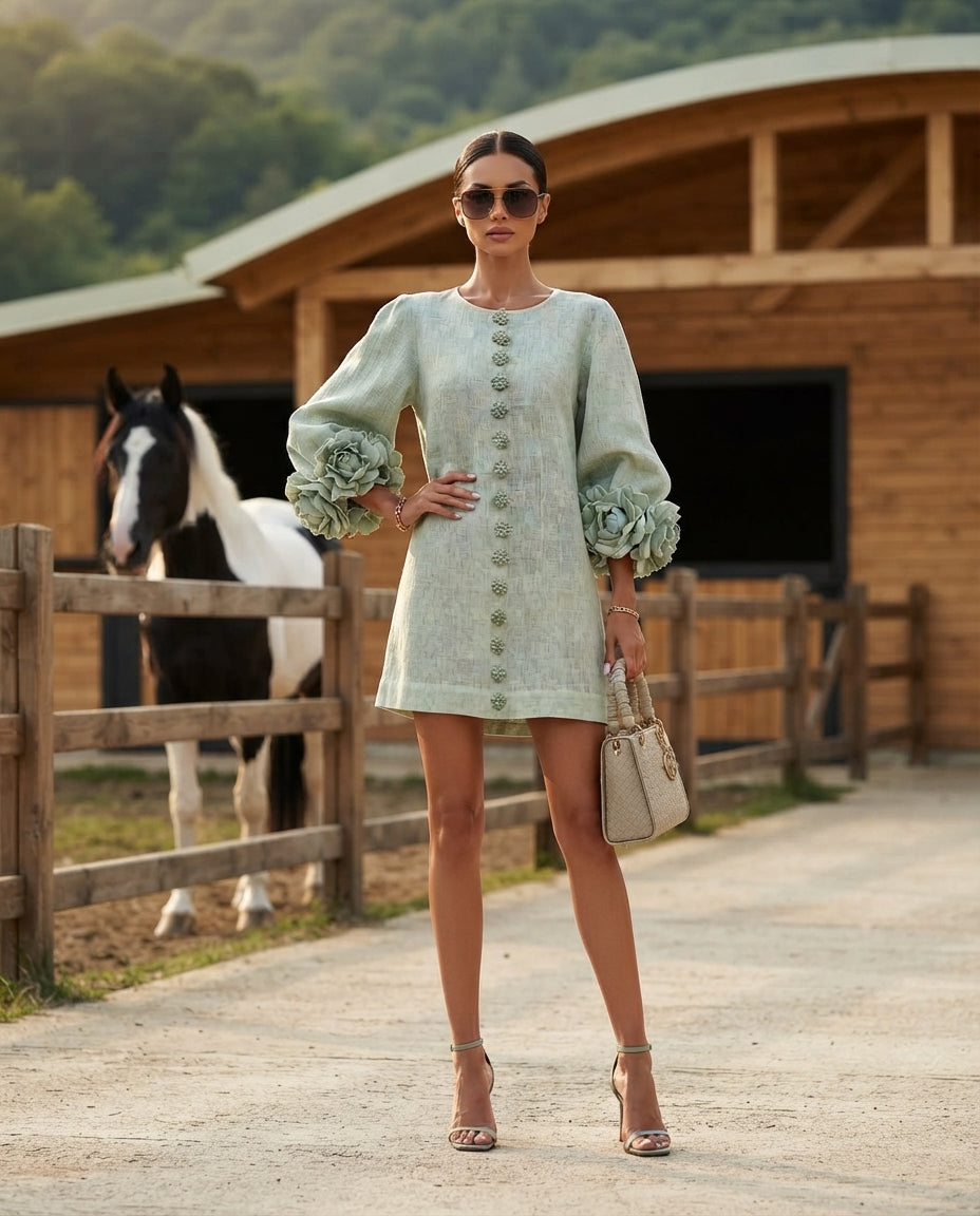 Textured Floral Mini Dress