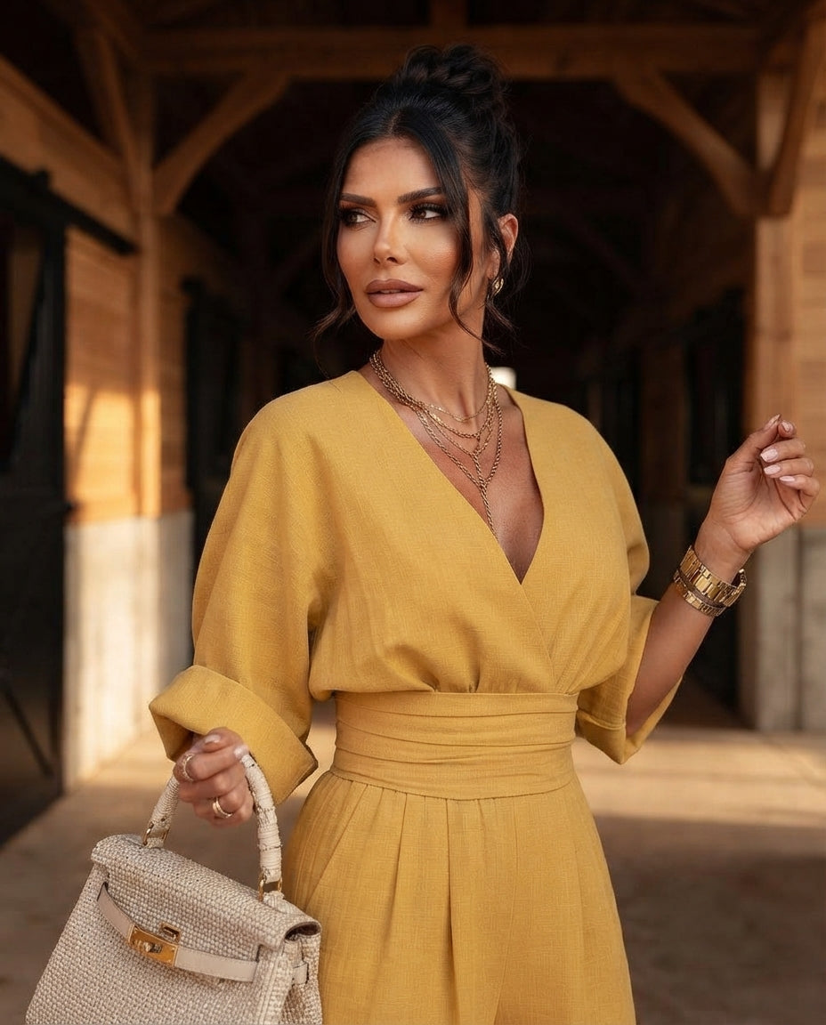 Katya Full Size Half Sleeve Wide-Leg Jumpsuit Plus Size
