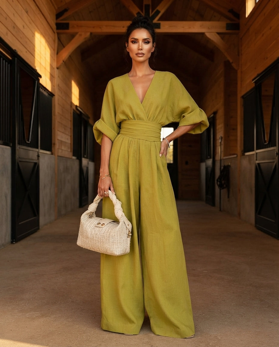 Katya Full Size Half Sleeve Wide-Leg Jumpsuit Plus Size