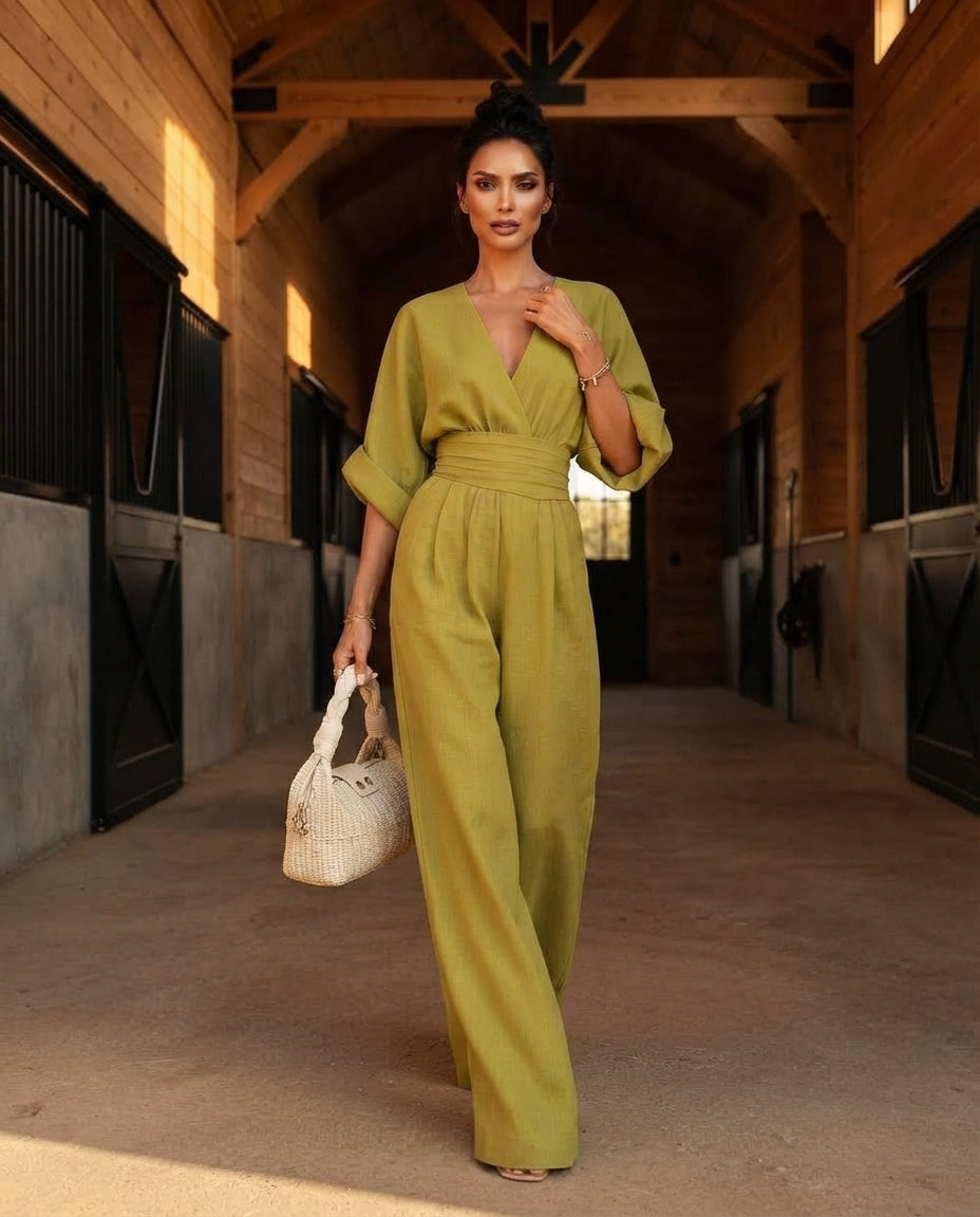 Katya Full Size Half Sleeve Wide-Leg Jumpsuit Plus Size