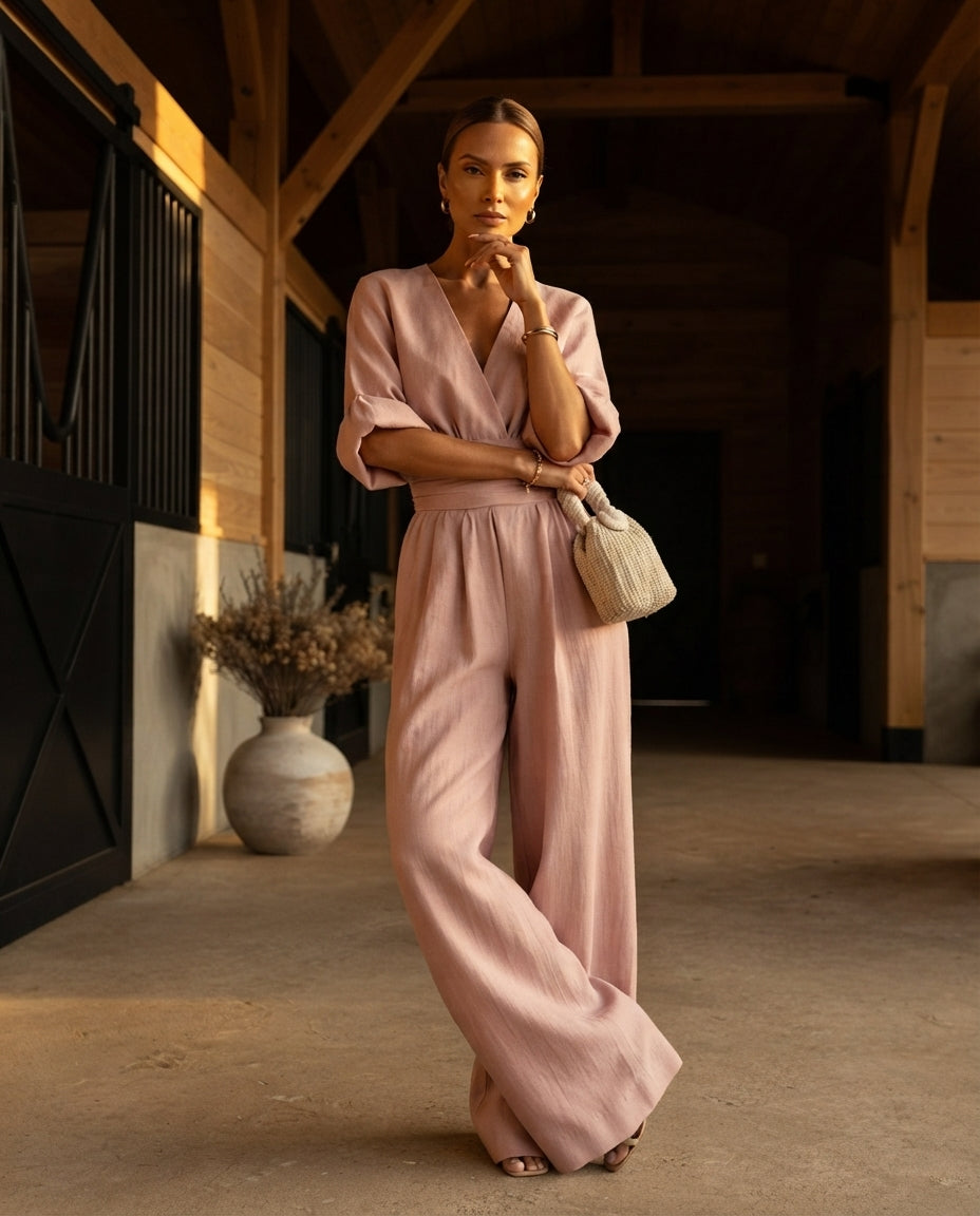 Katya Full Size Half Sleeve Wide-Leg Jumpsuit Plus Size