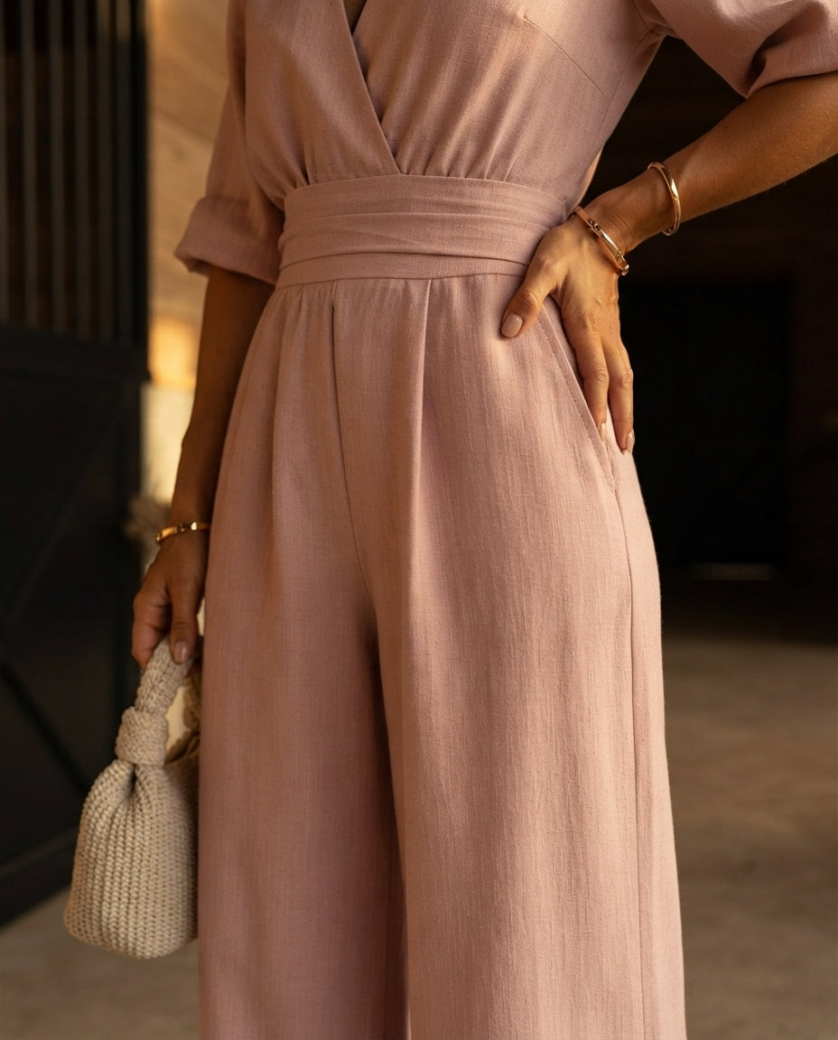 Katya Full Size Half Sleeve Wide-Leg Jumpsuit Plus Size