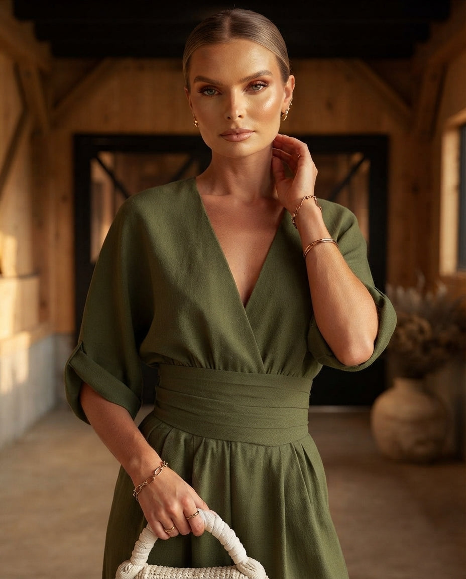 Katya Full Size Half Sleeve Wide-Leg Jumpsuit Plus Size