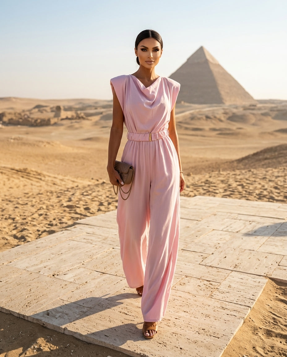 Cowl Neck Wide-Leg Jumpsuit