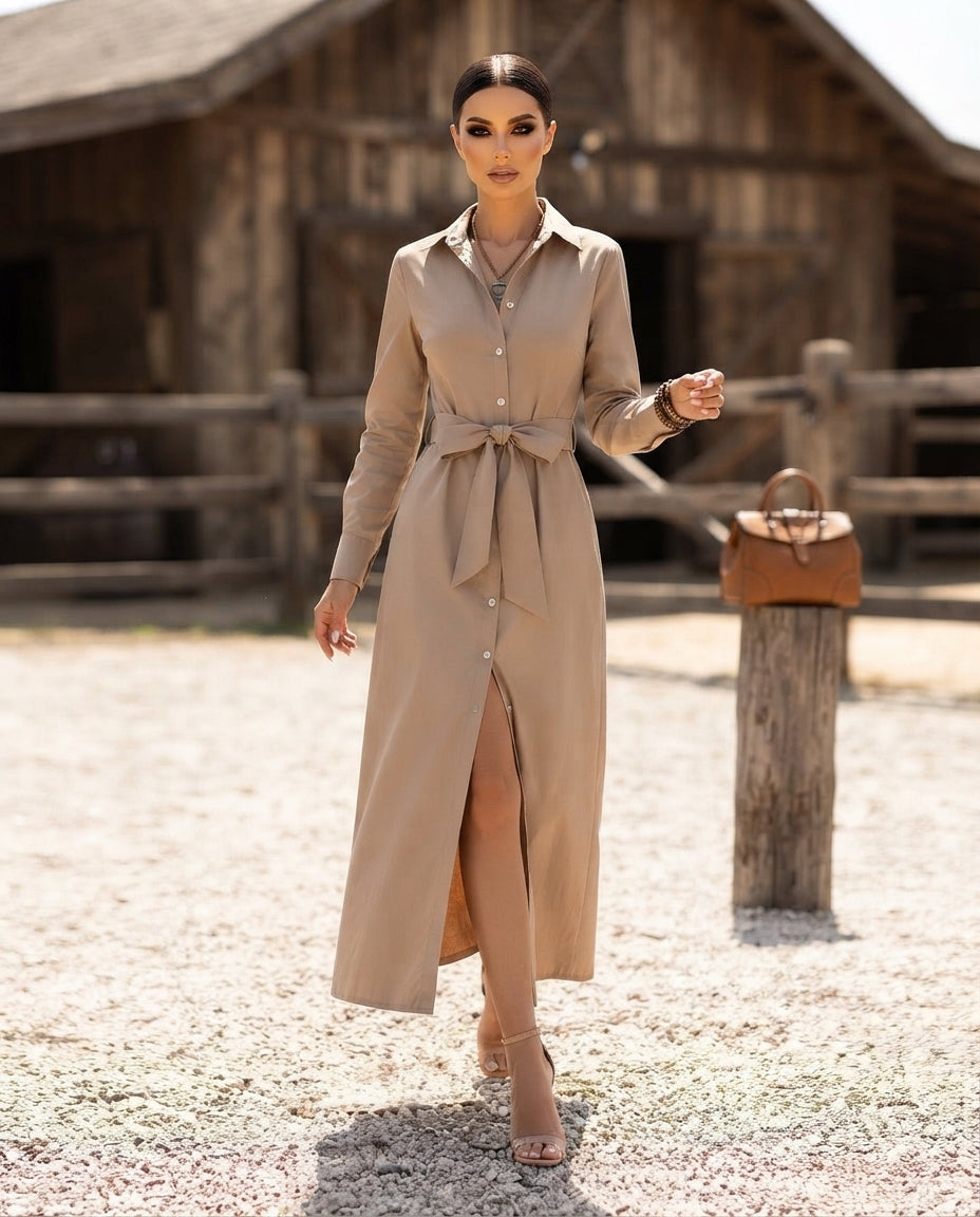 Tie-Waist Shirt Dress (Plus Size)