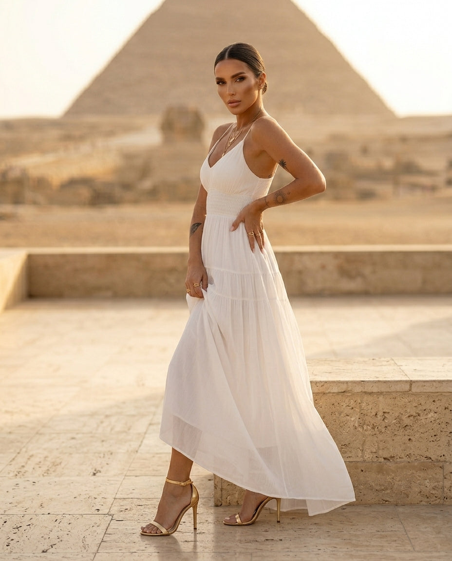 V-Neck High Waist Cami Dress