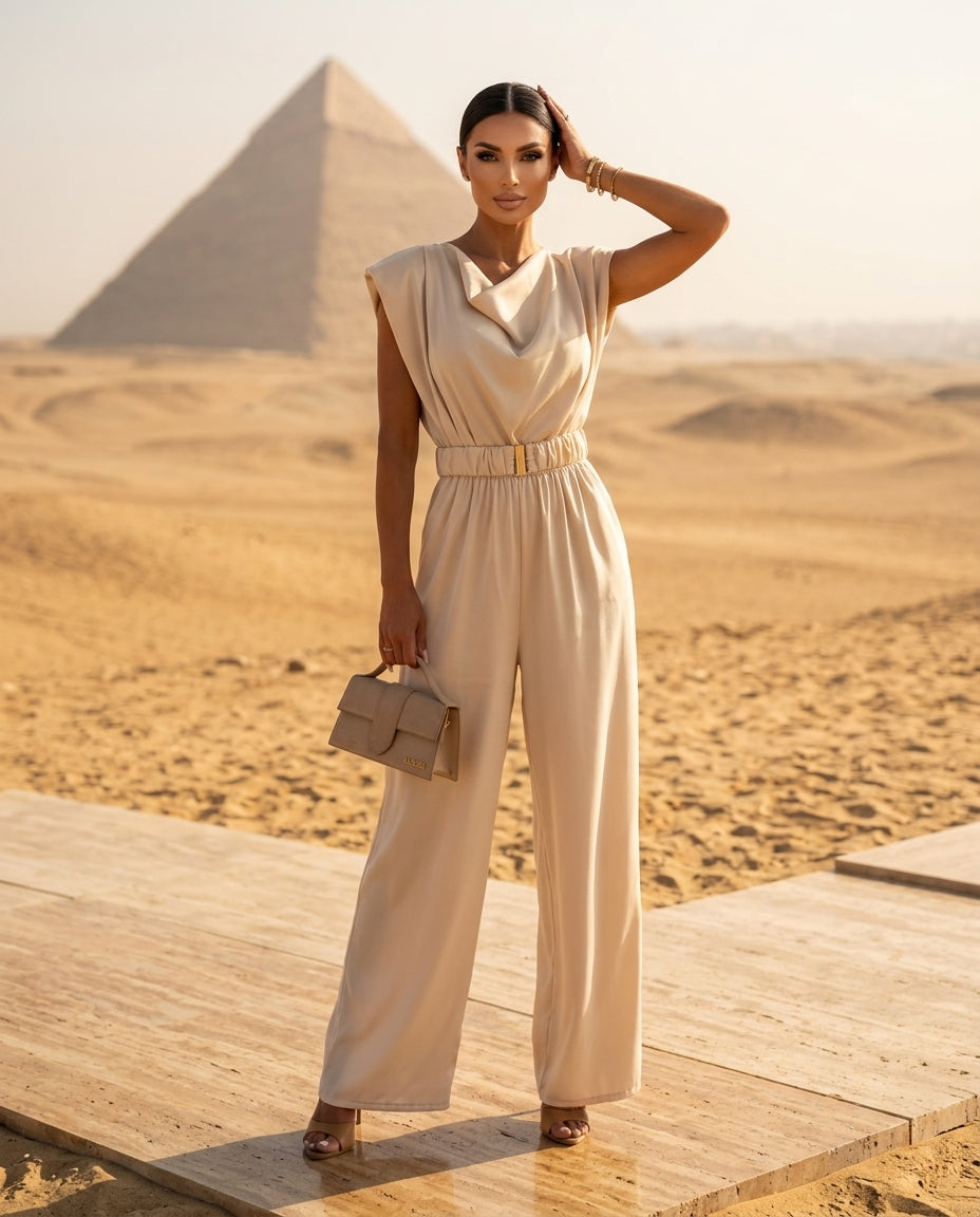 Cowl Neck Wide-Leg Jumpsuit