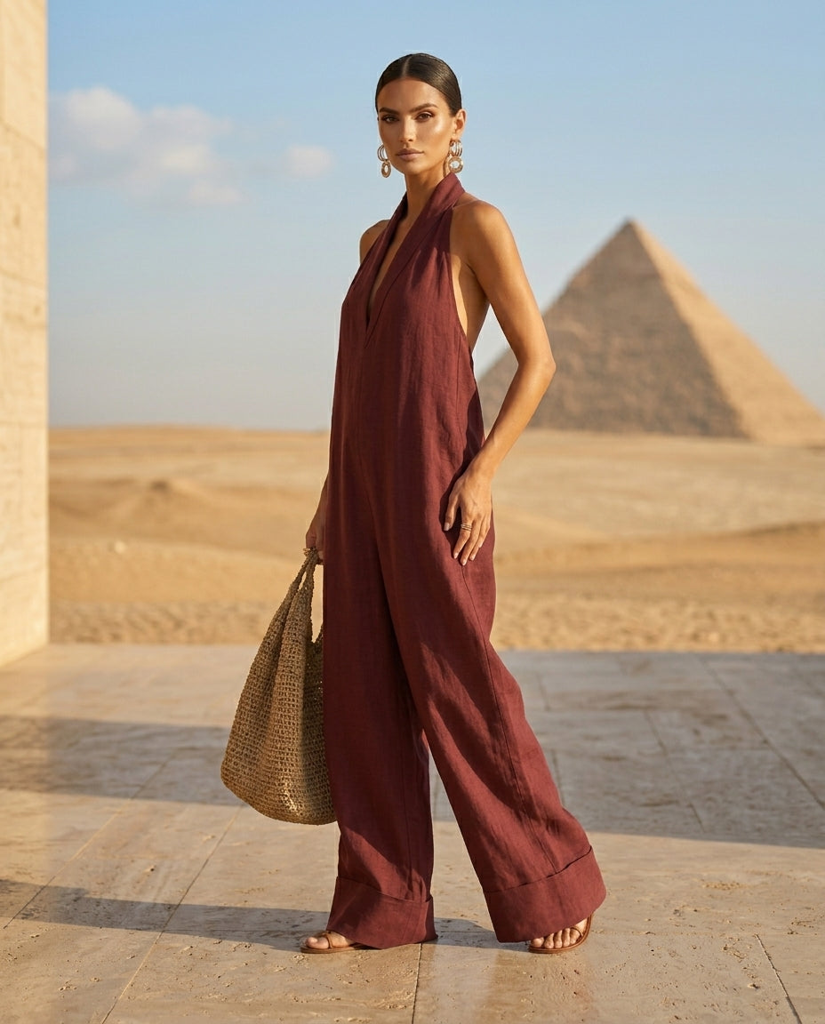 Halter Neck Wide-Leg Jumpsuit