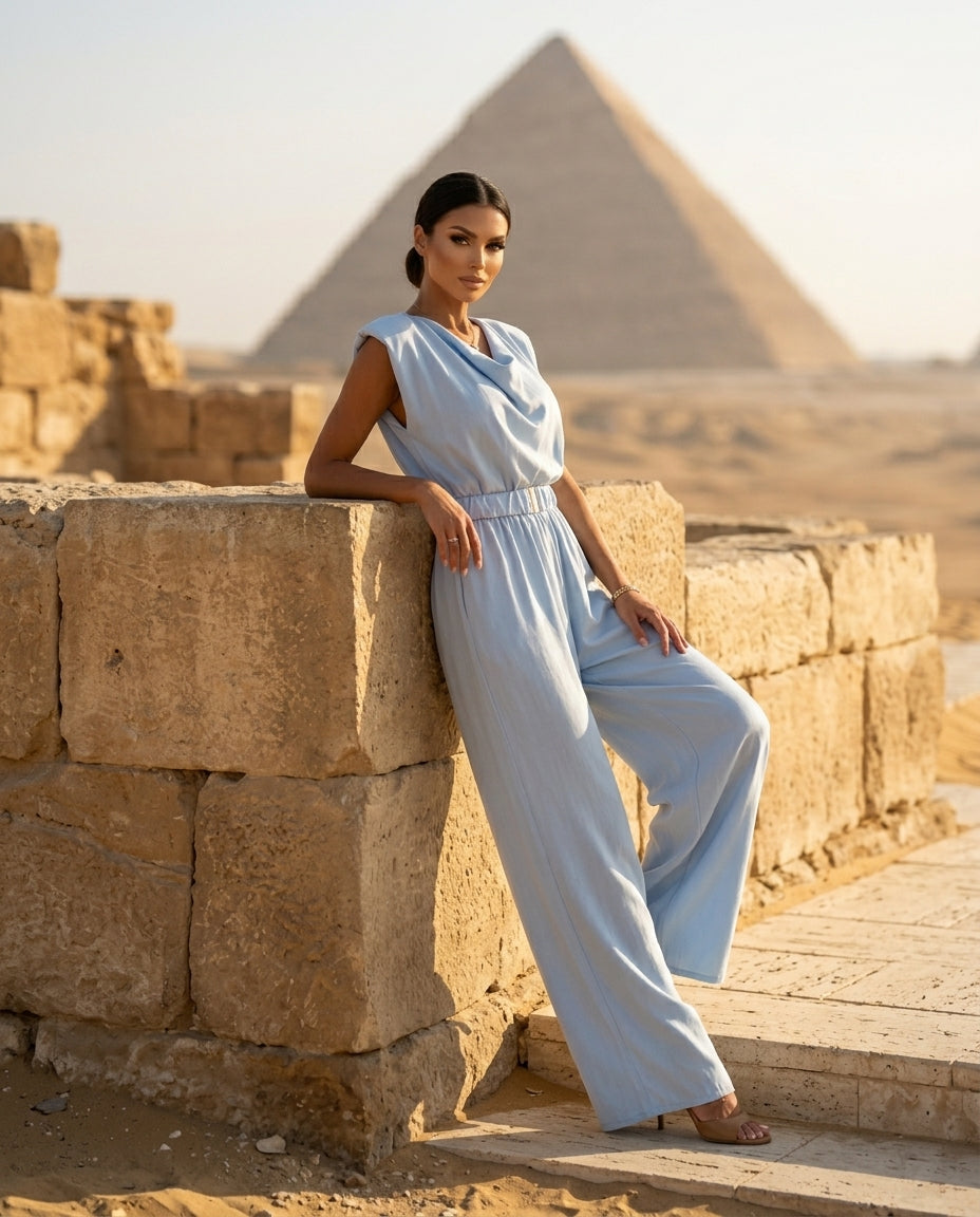 Cowl Neck Wide-Leg Jumpsuit