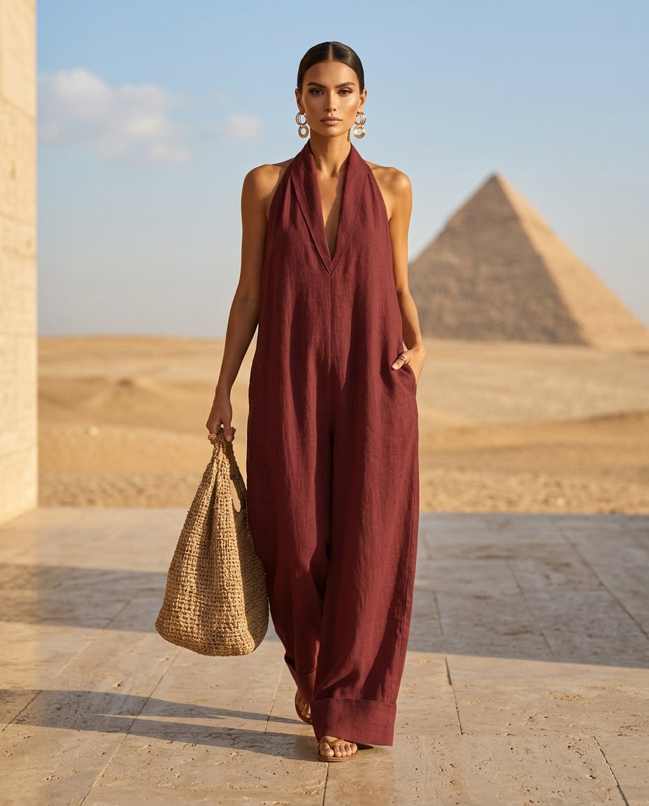 Halter Neck Wide-Leg Jumpsuit