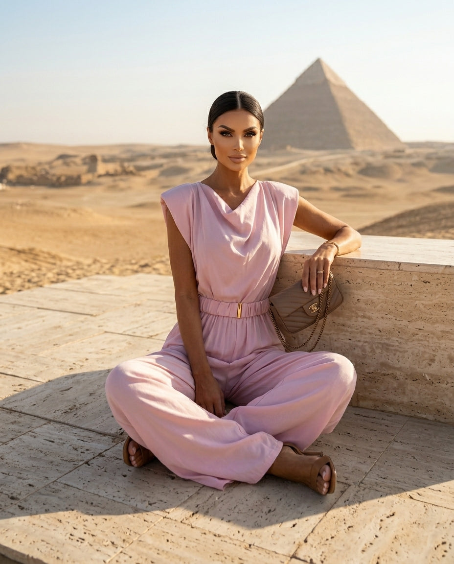 Cowl Neck Wide-Leg Jumpsuit