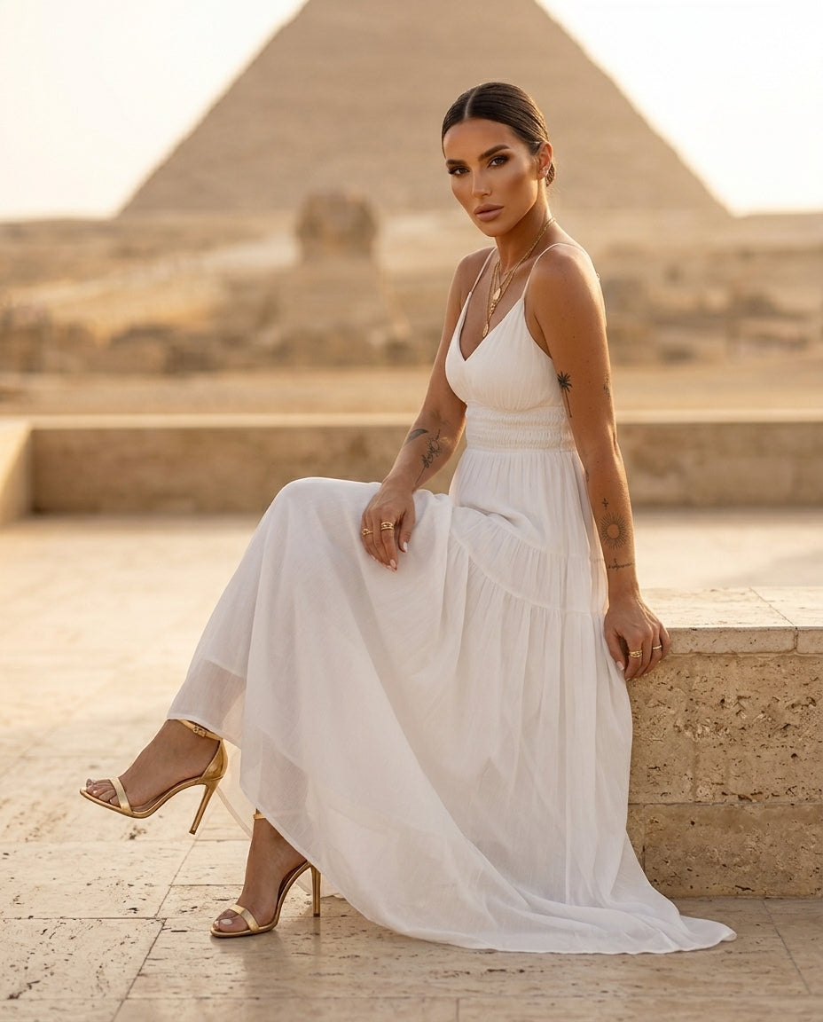 V-Neck High Waist Cami Dress