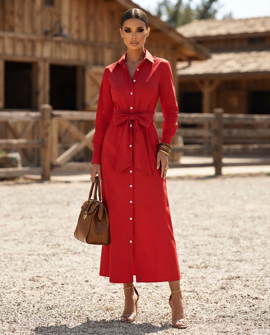 Tie-Waist Shirt Dress (Plus Size)