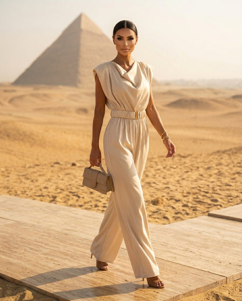 Cowl Neck Wide-Leg Jumpsuit