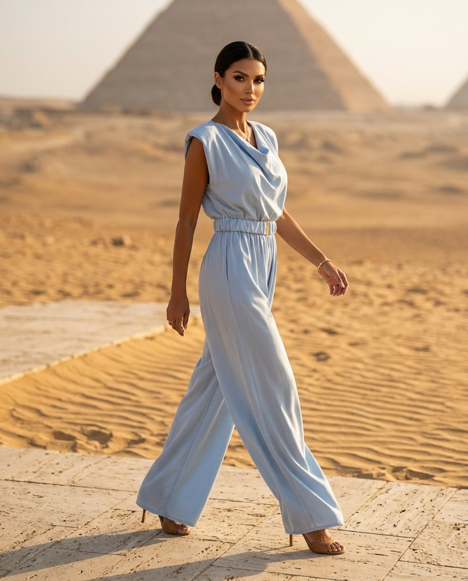 Cowl Neck Wide-Leg Jumpsuit