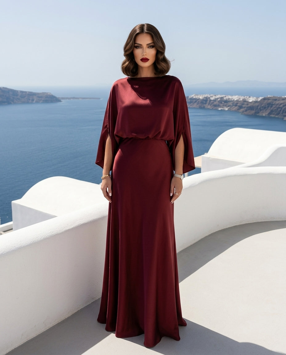Full Size Elegant Batwing Sleeve Maxi Dress Plus Size
