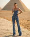 Raw-Hem Denim Cami & Flare-Jeans Set