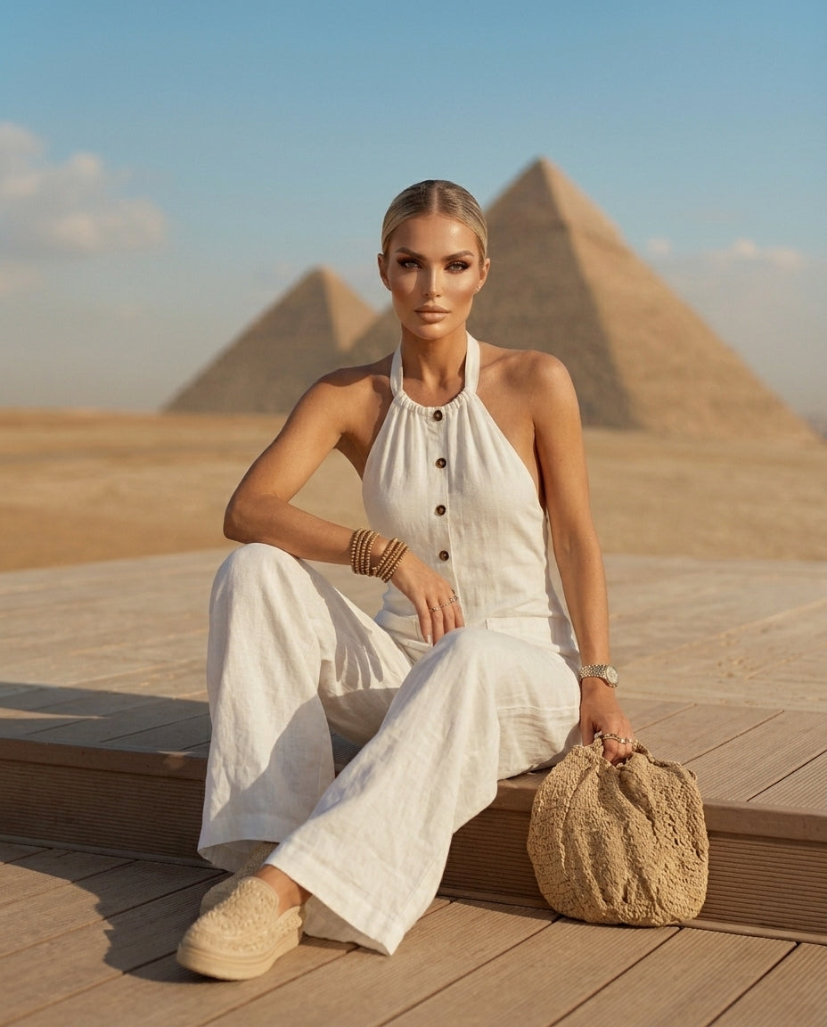Halter Neck Wide Leg Jumpsuit