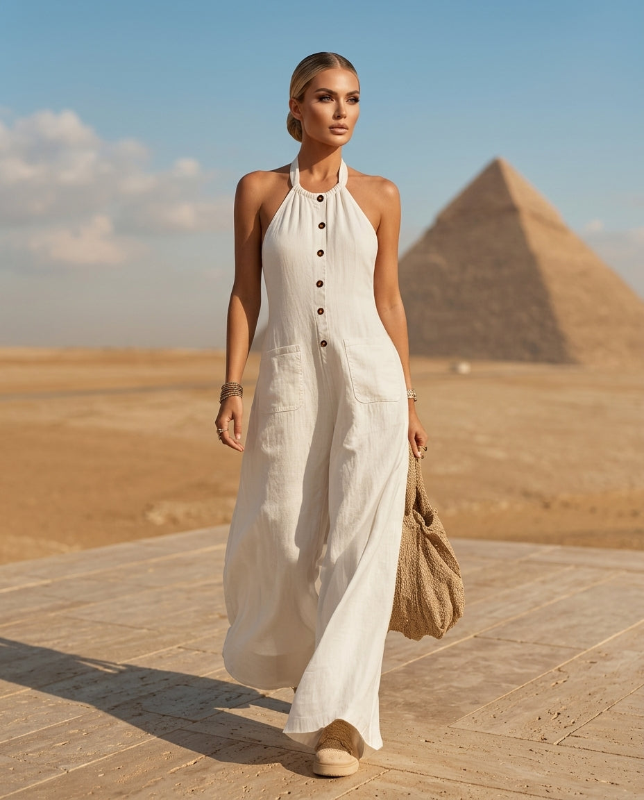 Halter Neck Wide Leg Jumpsuit
