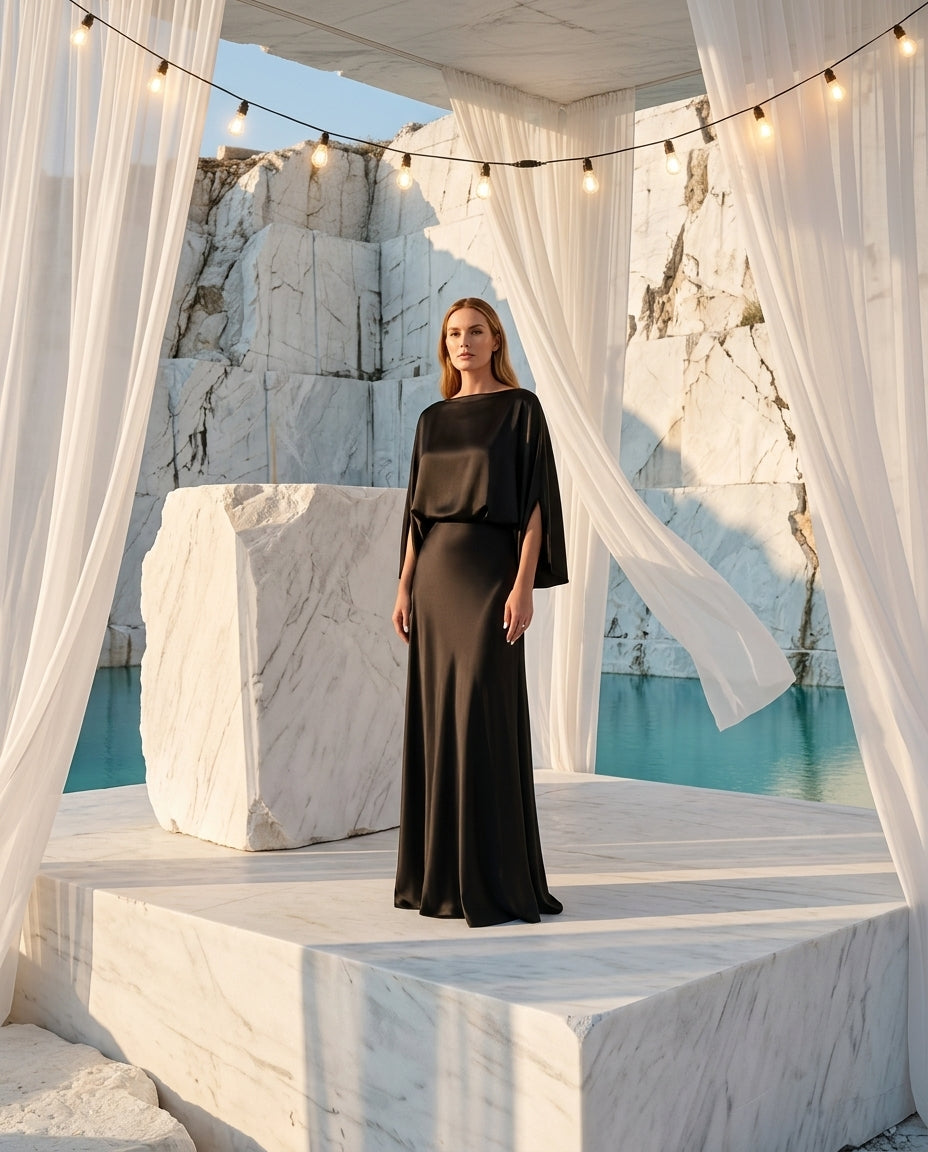 Full Size Elegant Batwing Sleeve Maxi Dress Plus Size