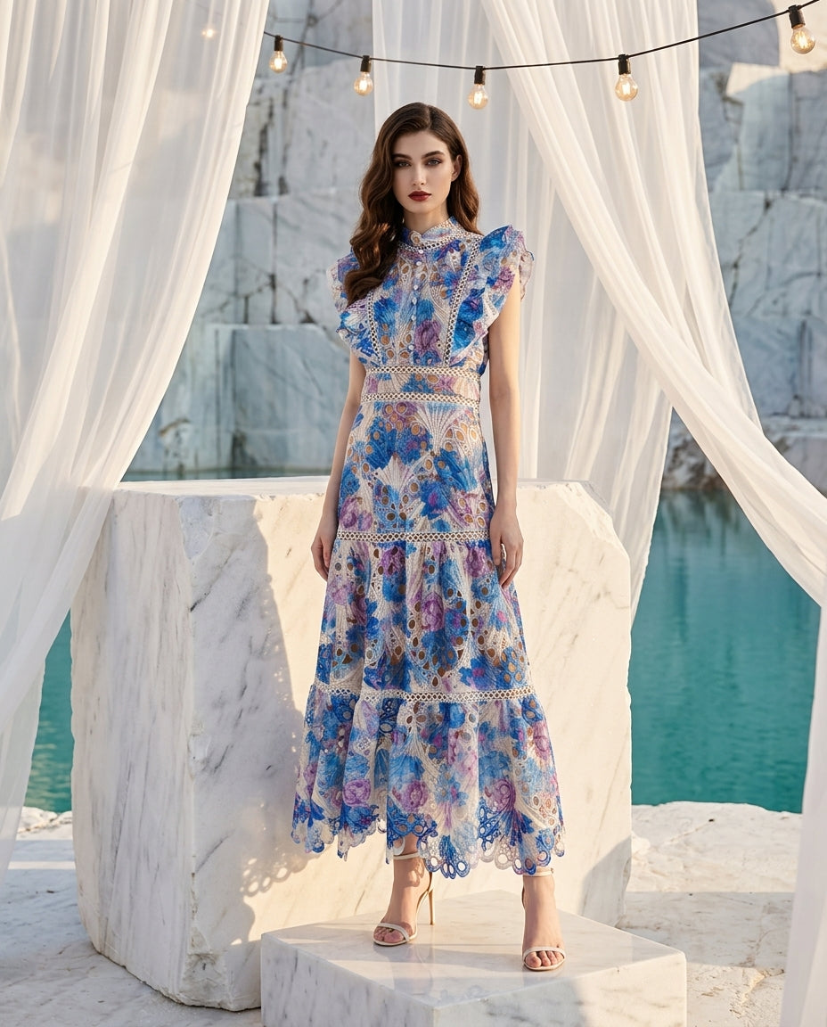 Floral Lace Detail Maxi Dress