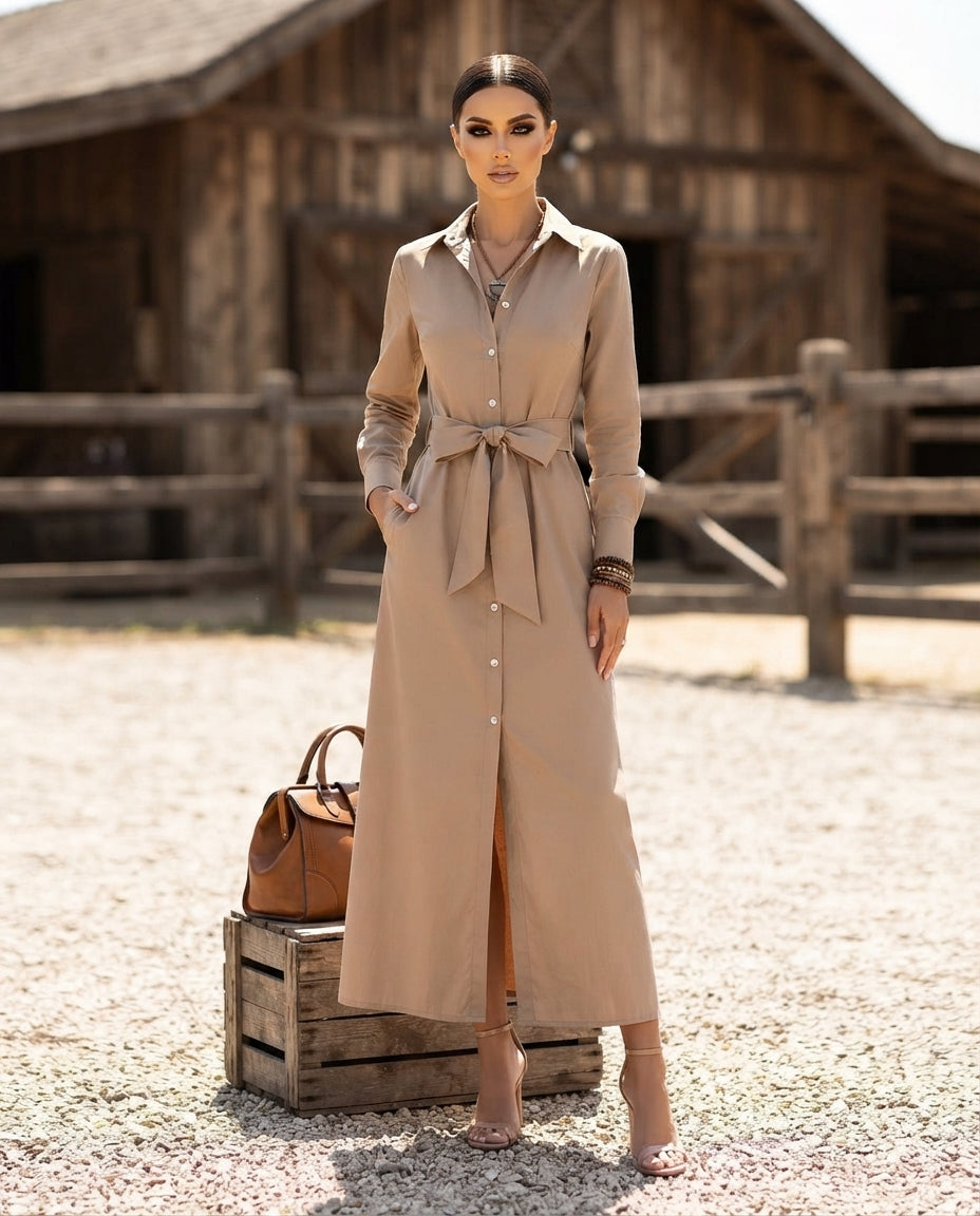 Tie-Waist Shirt Dress (Plus Size)