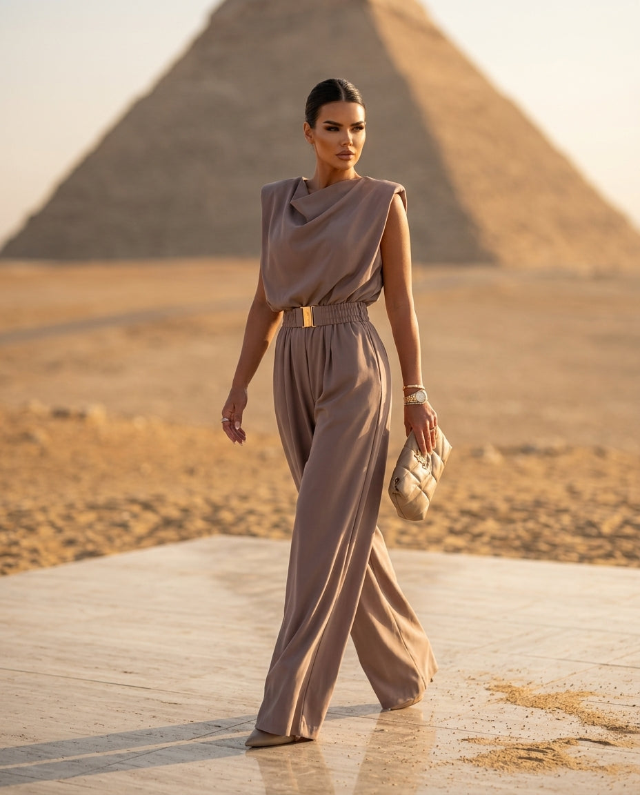 Cowl Neck Wide-Leg Jumpsuit