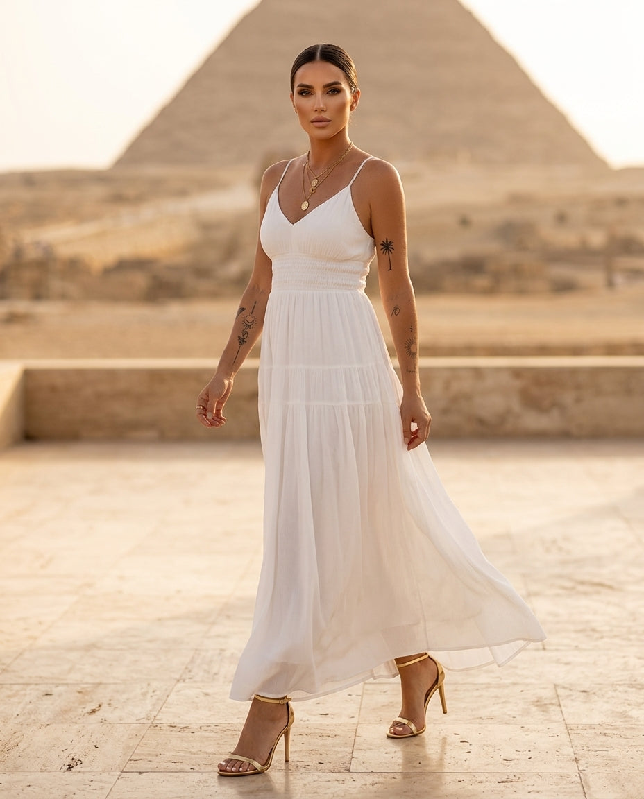 V-Neck High Waist Cami Dress